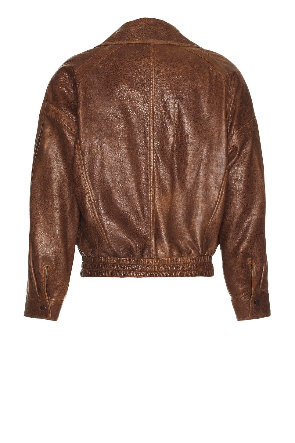 Saint Laurent Aged Lambskin Bomber Jacket In Brown