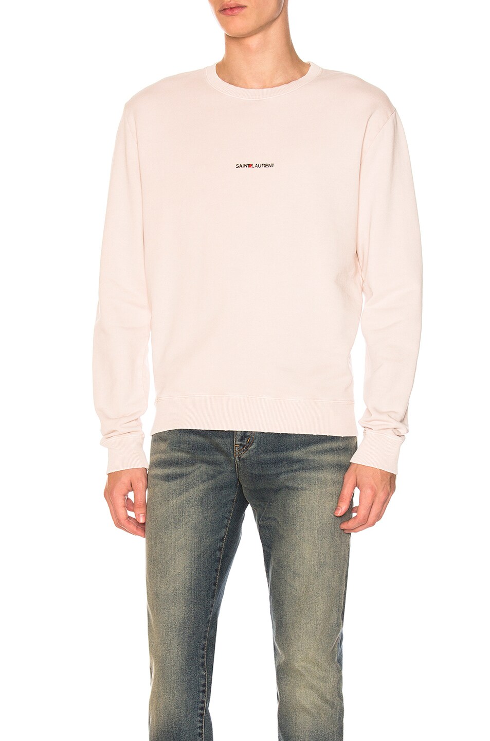 Image 1 of Saint Laurent Crewneck Sweatshirt in Pale Pink