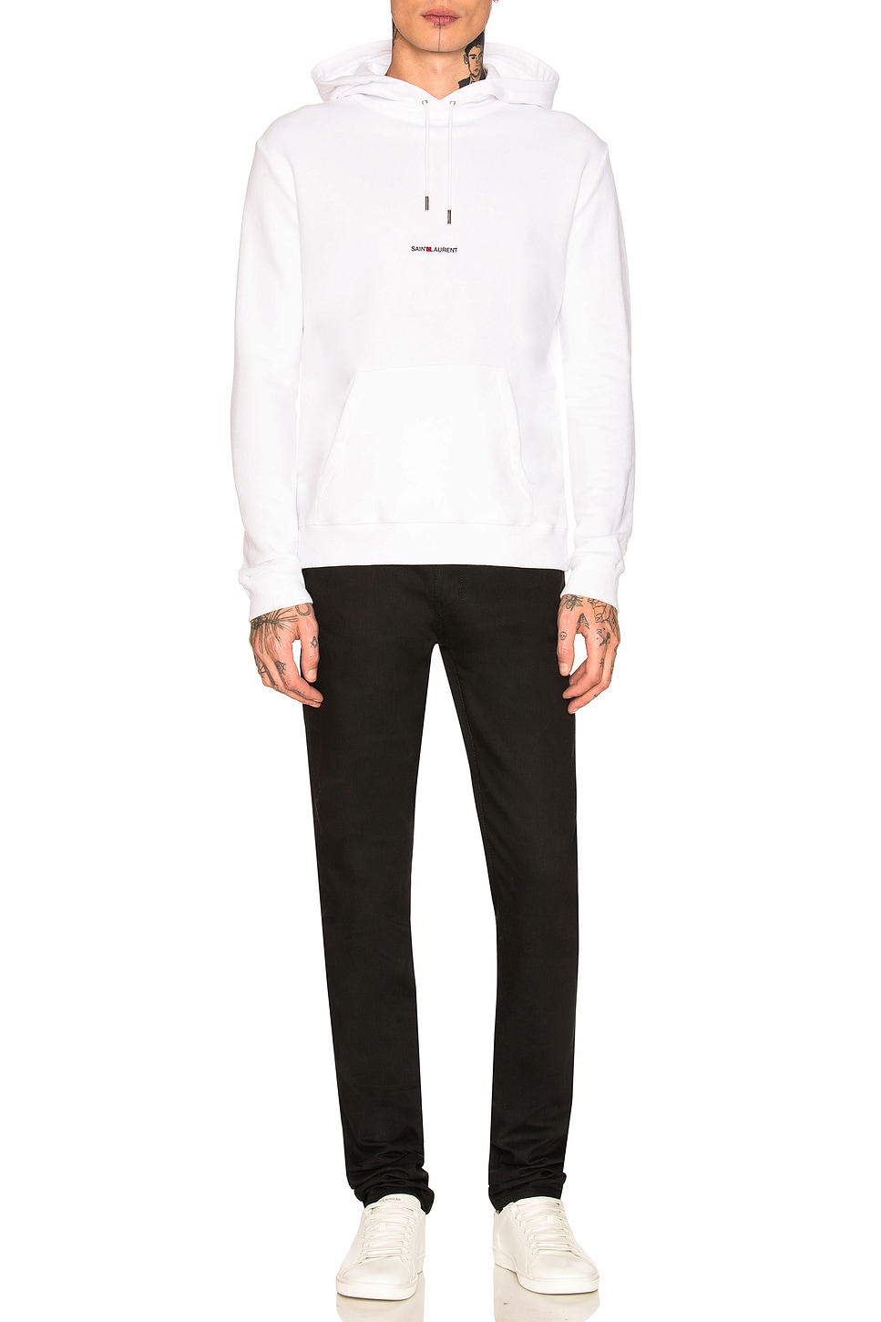 Image 1 of Saint Laurent Logo Hoodie in White