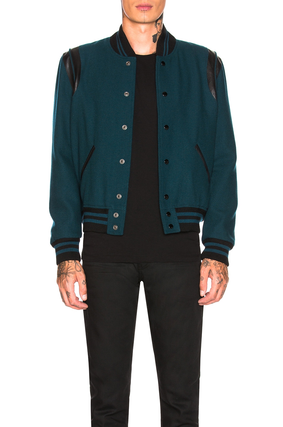Image 1 of Saint Laurent Teddy Jacket in Blue & Black