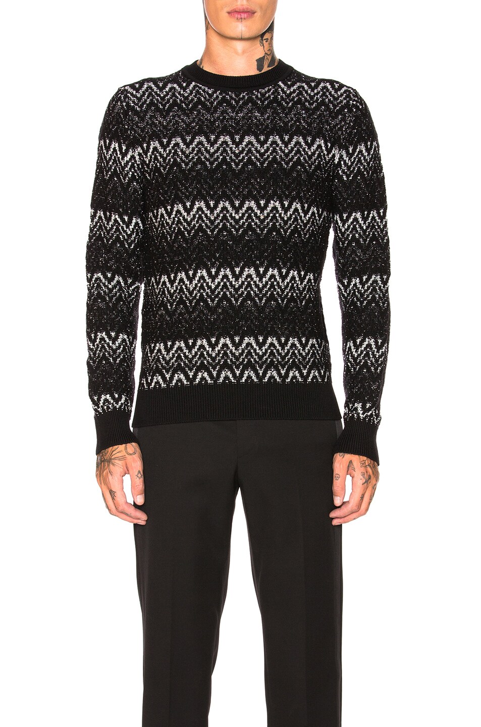 Image 1 of Saint Laurent Pullover Sweater in Black & Argent