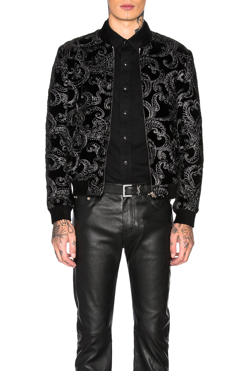 Image 1 of Saint Laurent Printed Jacket in Black & Silver