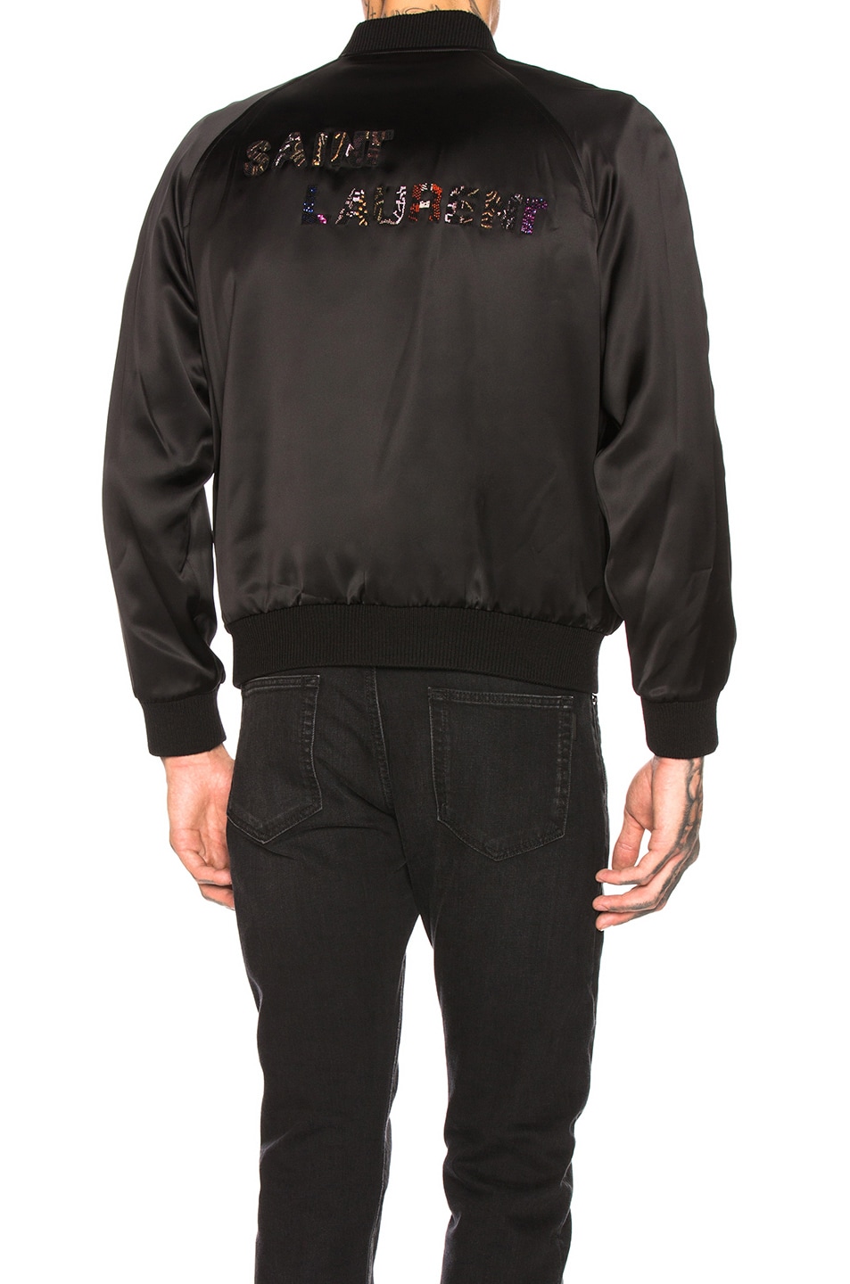 Image 1 of Saint Laurent Teddy Varsity Jacket in Black