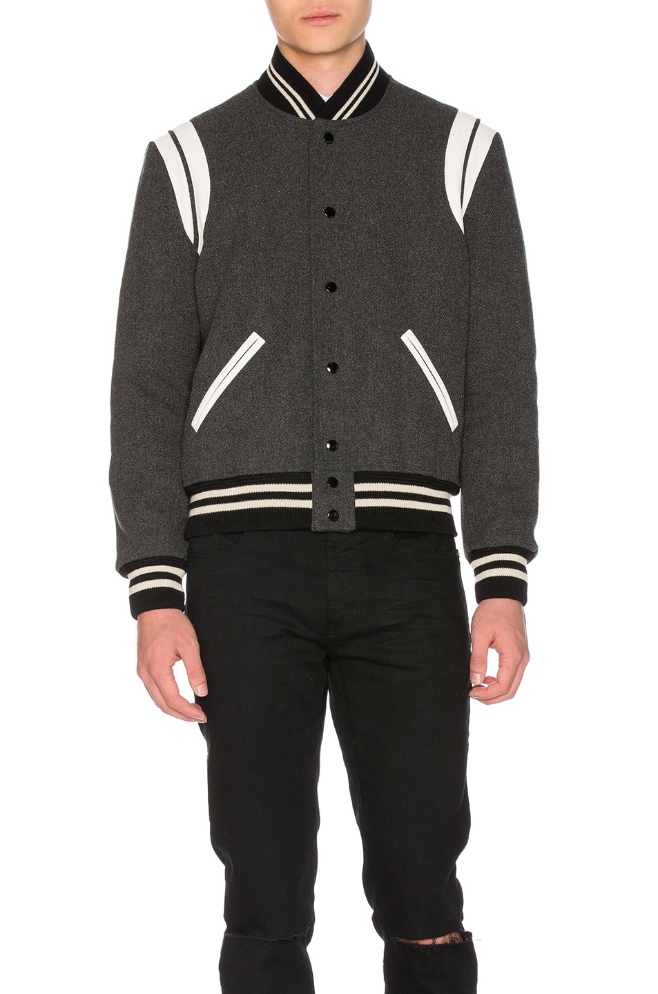 SAINT LAURENT CLASSIC TEDDY JACKET IN GREY WOOL, GRAY | ModeSens