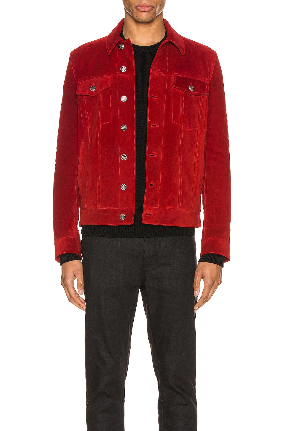 Image 1 of Saint Laurent Denim Jacket in Dark Red