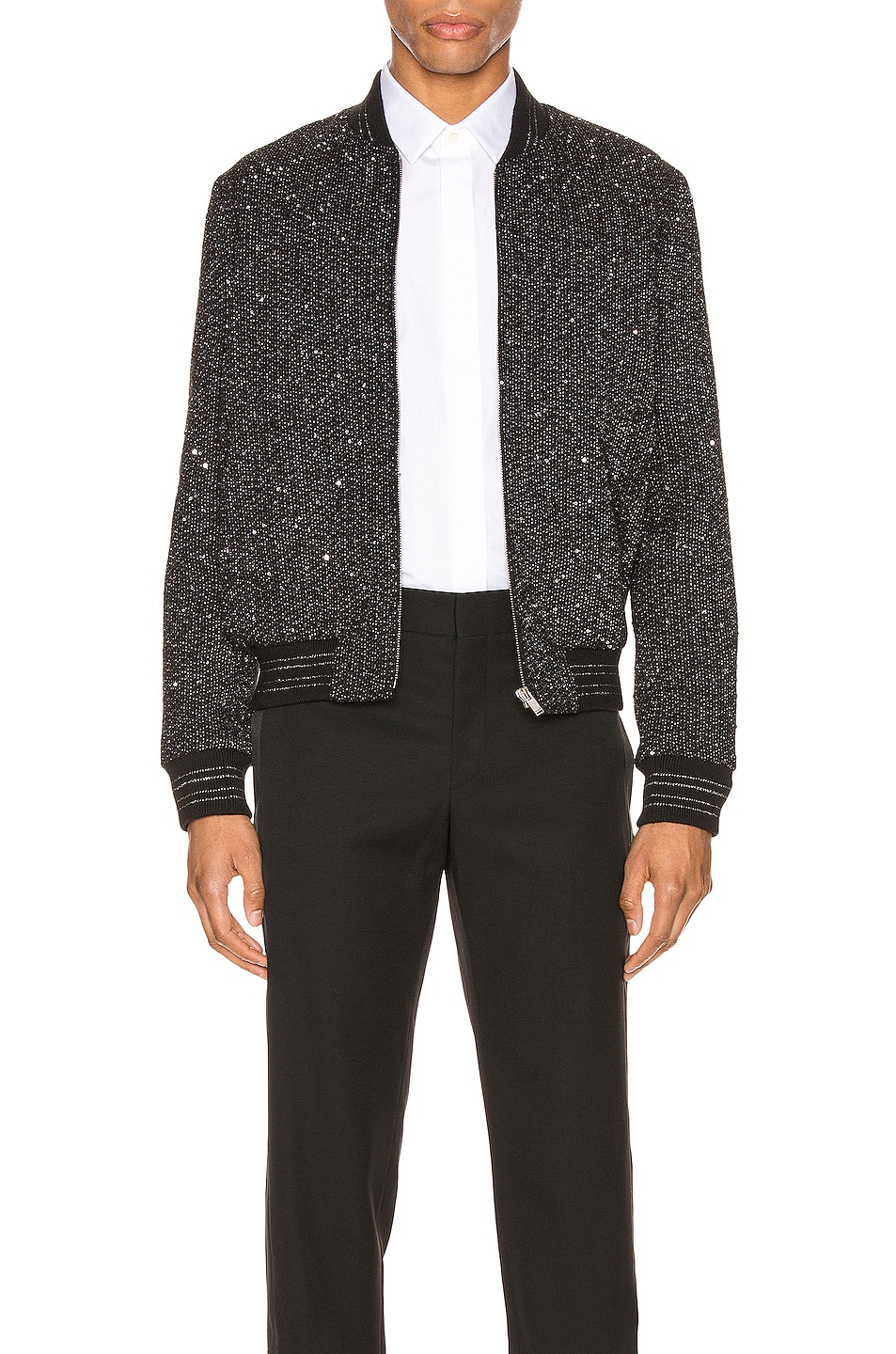 Image 1 of Saint Laurent Teddy Tweed Jacket in Argent Black