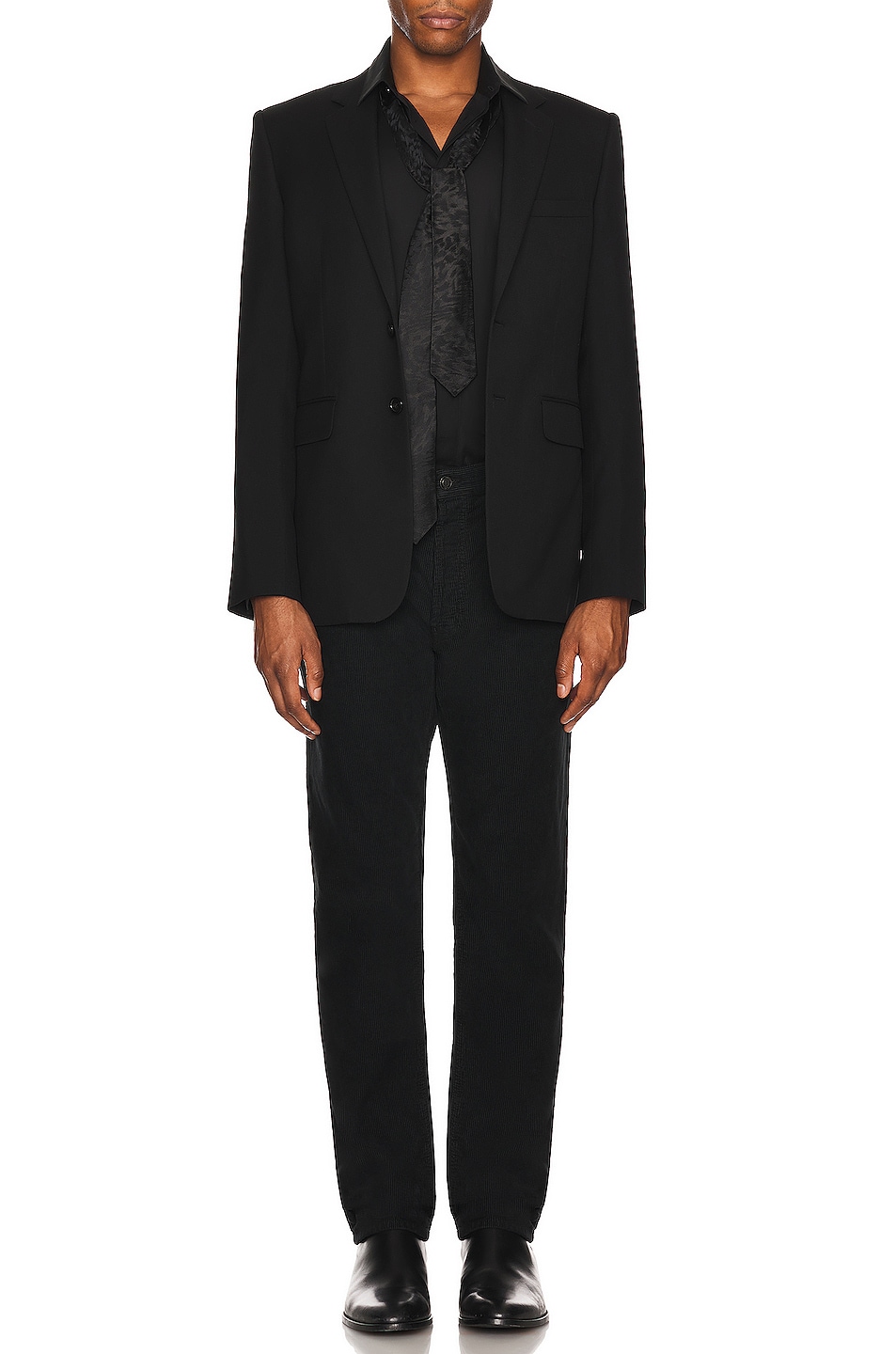 Image 1 of Saint Laurent Relaxed Mid Waist Corduroy Pant in Dye Black