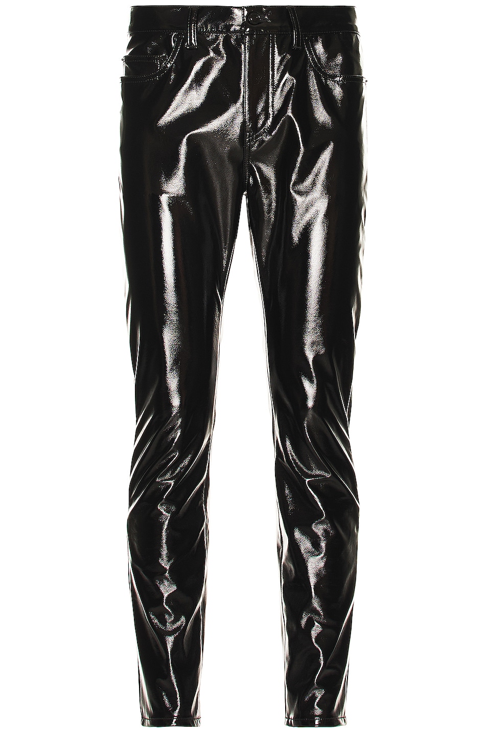 Image 1 of Saint Laurent Skinny 5 Pocket Cropped Pant in Shiny Black