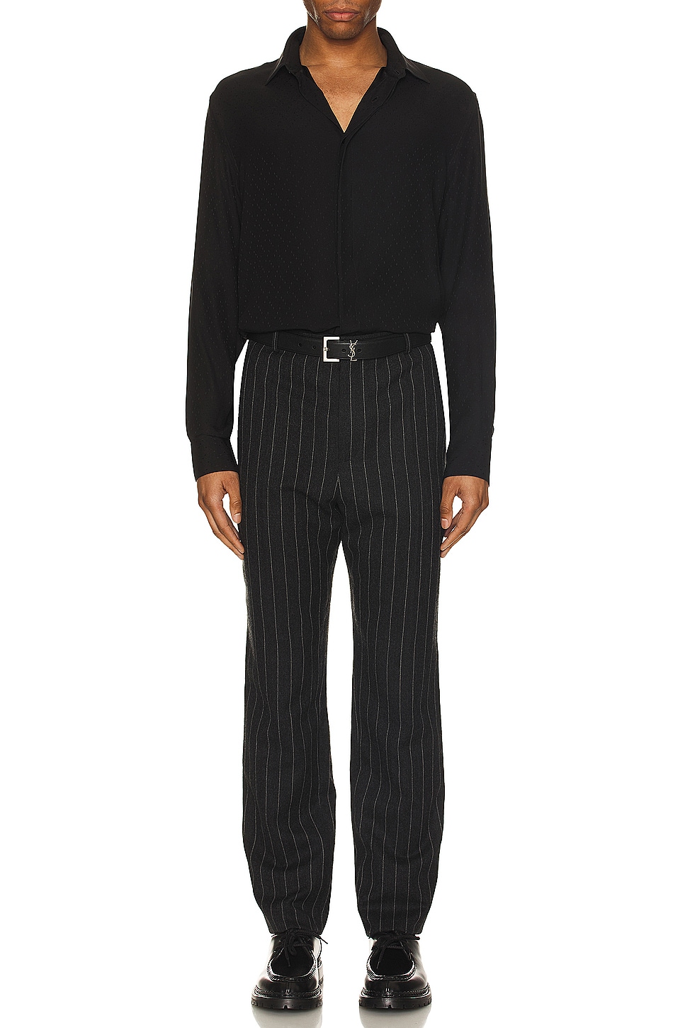 Image 1 of Saint Laurent Pantalons Taille Hau in Anthracite Craie