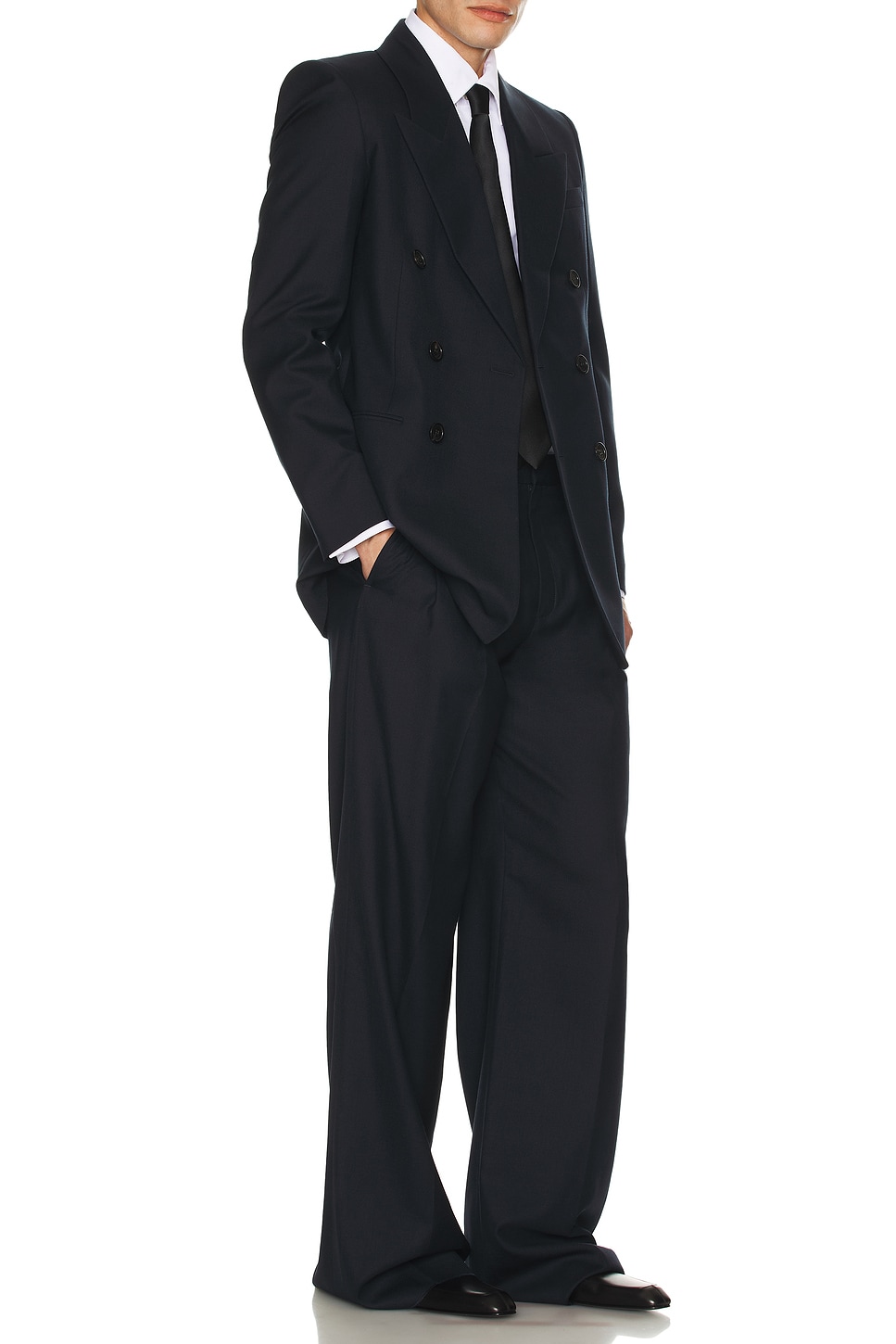 Image 1 of Saint Laurent Pantalon Taille Haute 2 Plis Fit Allure in Marine Fonce