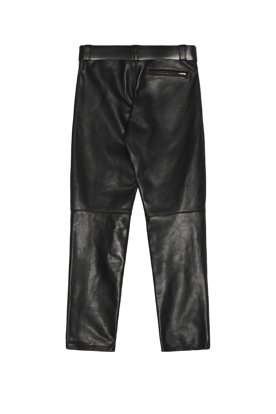 Saint Laurent Belted Pants In Grained Leather In Black