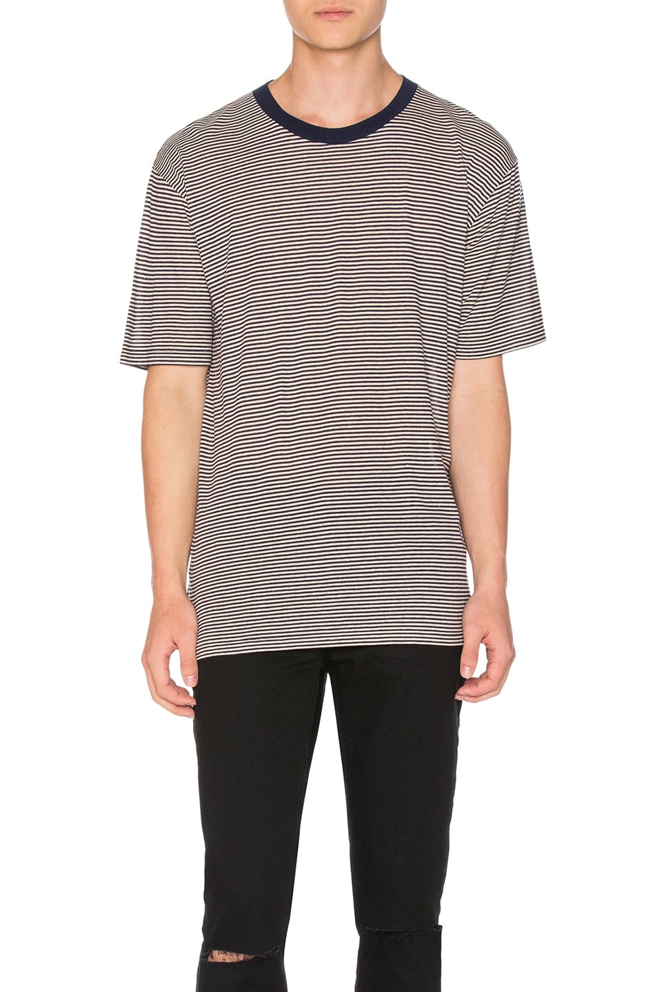 Image 1 of Saint Laurent Striped Tee in Black & White