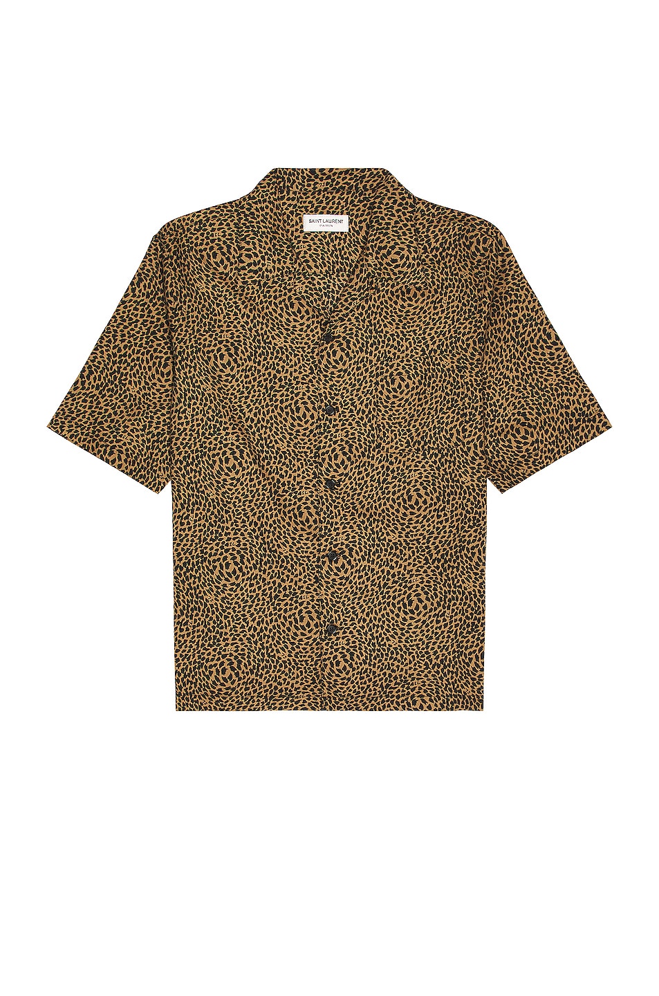 Image 1 of Saint Laurent Hawaii Short Sleeve Shirt in Black & Camel