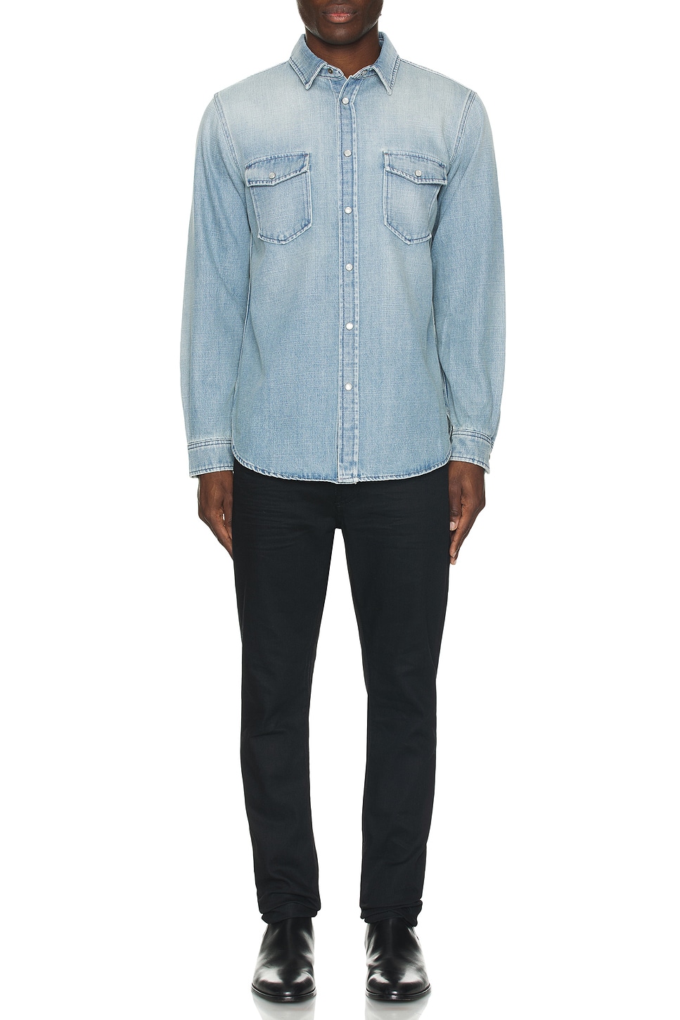 Image 1 of Saint Laurent Oversize Point Shirt in Light Japanese Lake