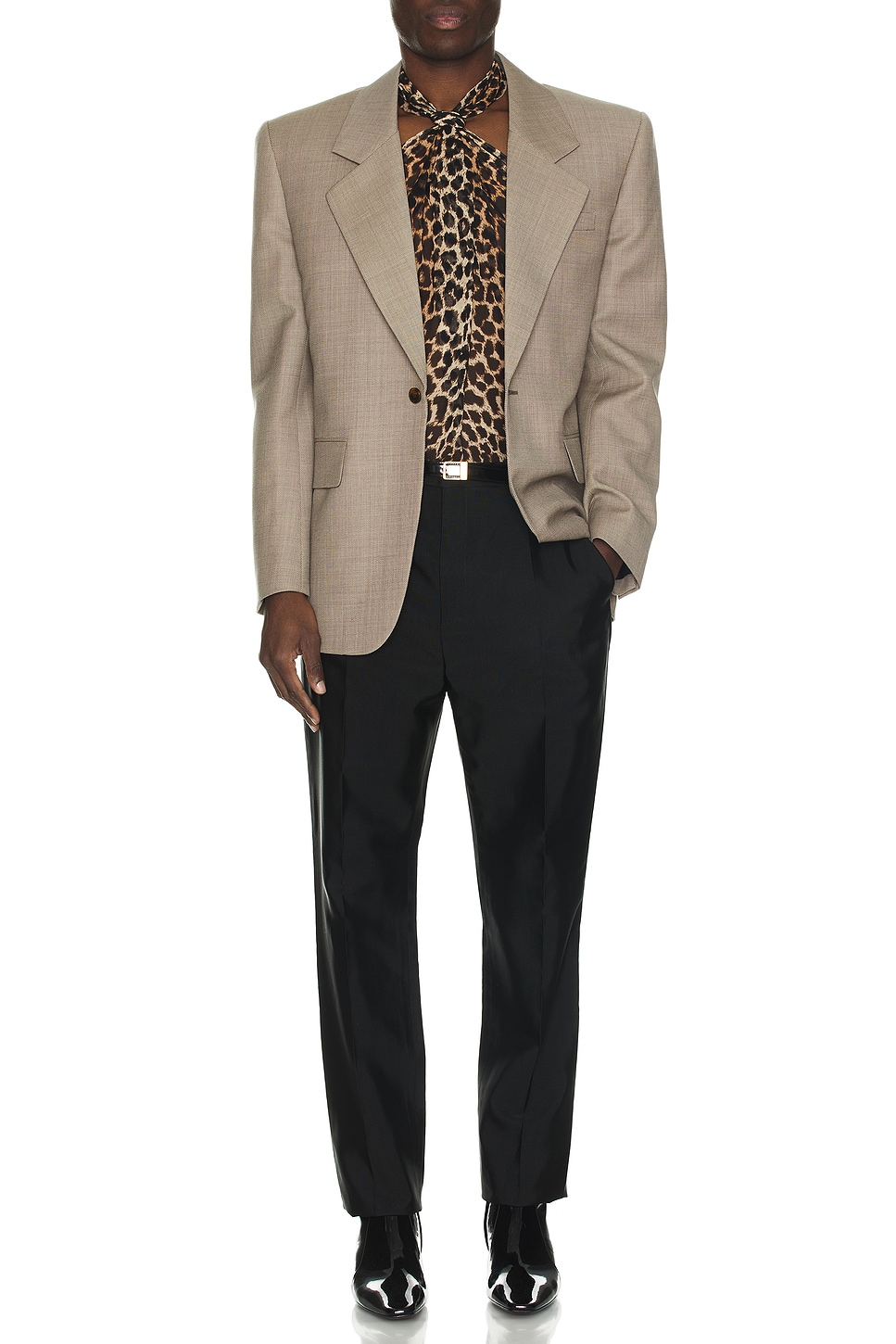 Image 1 of Saint Laurent Top Marcel Cravate in Leopard