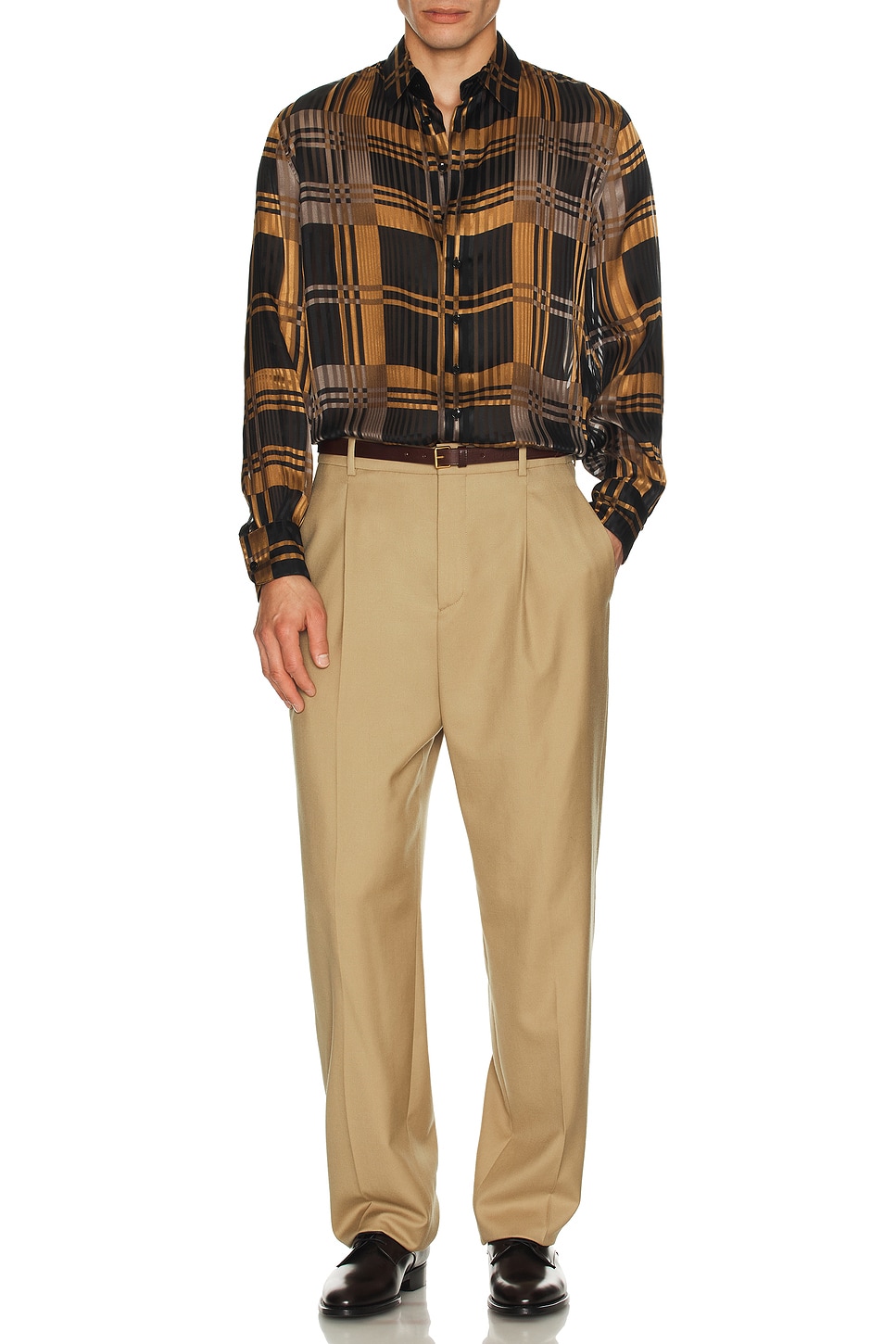 Image 1 of Saint Laurent Long Sleeve Shirt in Noir Caramel