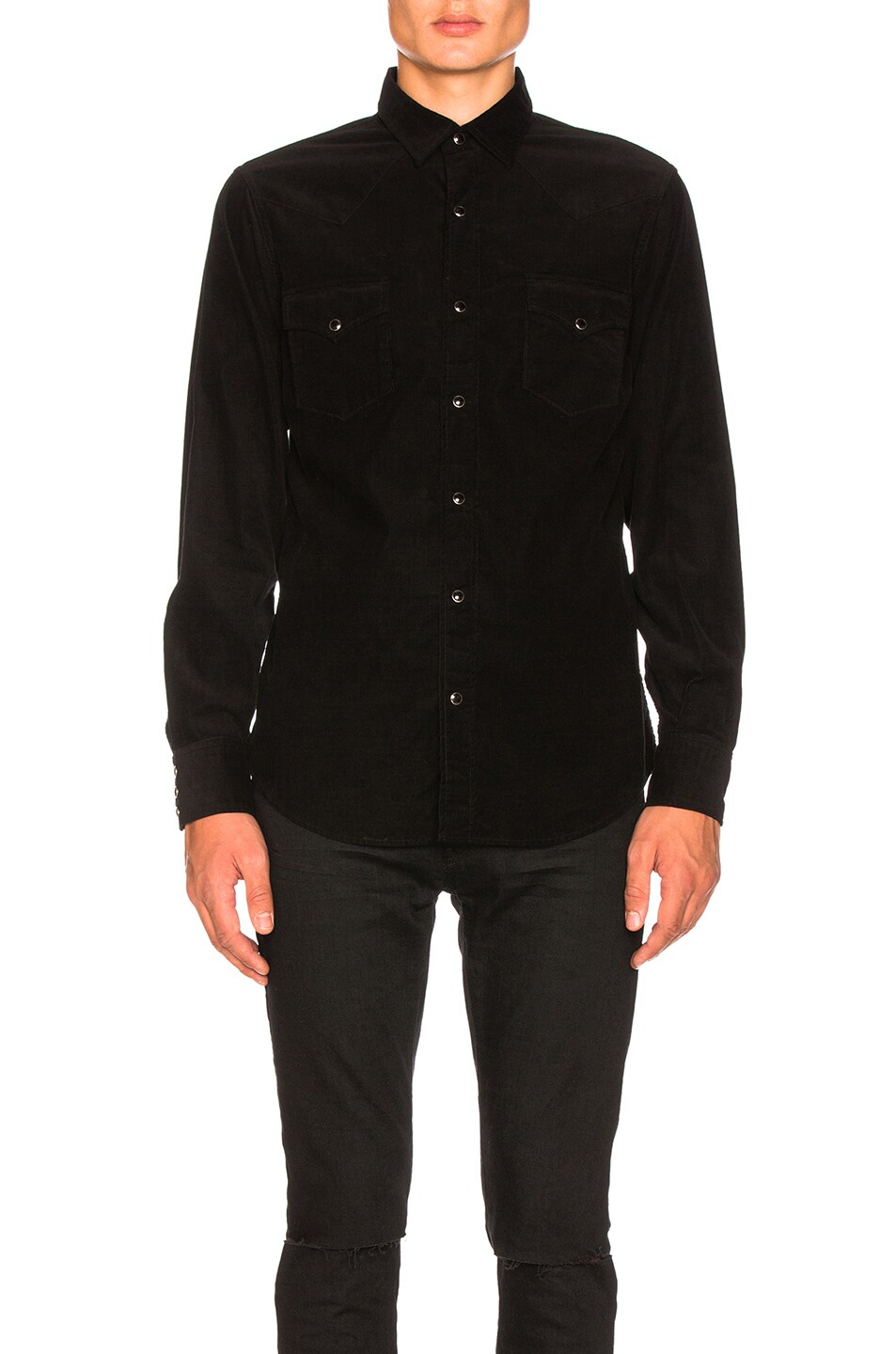 Image 1 of Saint Laurent Corduroy Western Shirt in Black