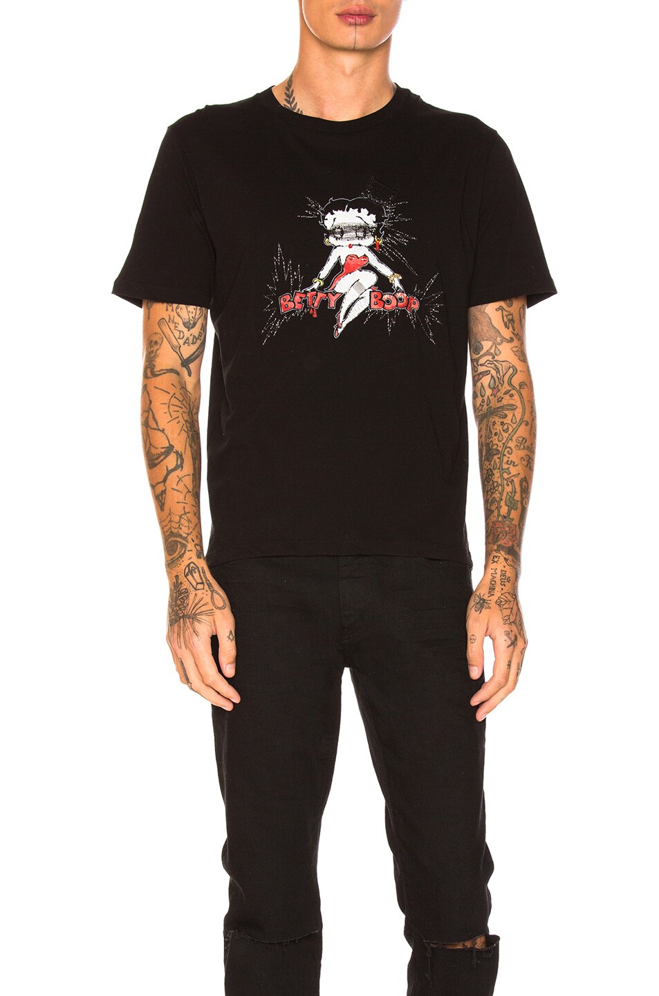 Image 1 of Saint Laurent Betty Boop Embroidered Tee in Black