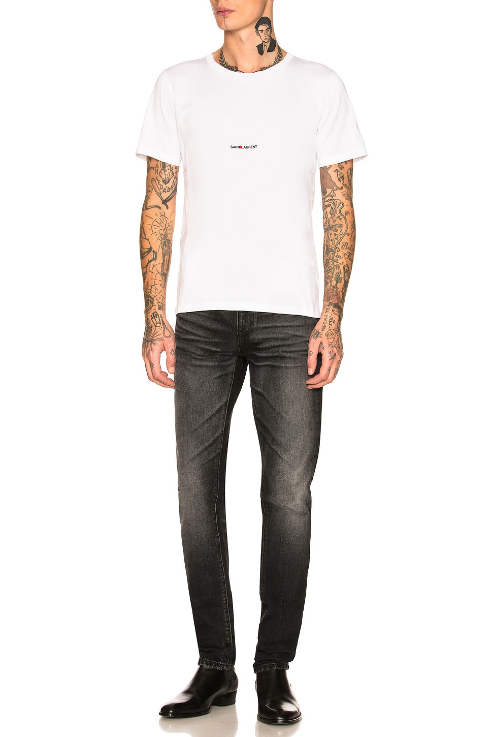 Image 1 of Saint Laurent Logo Tee in White