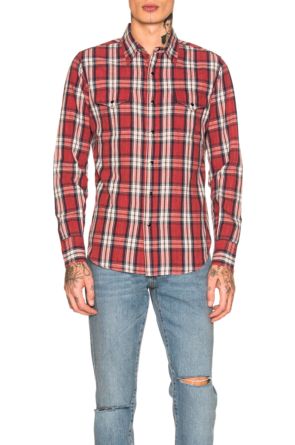 Image 1 of Saint Laurent Flannel Shirt in Red