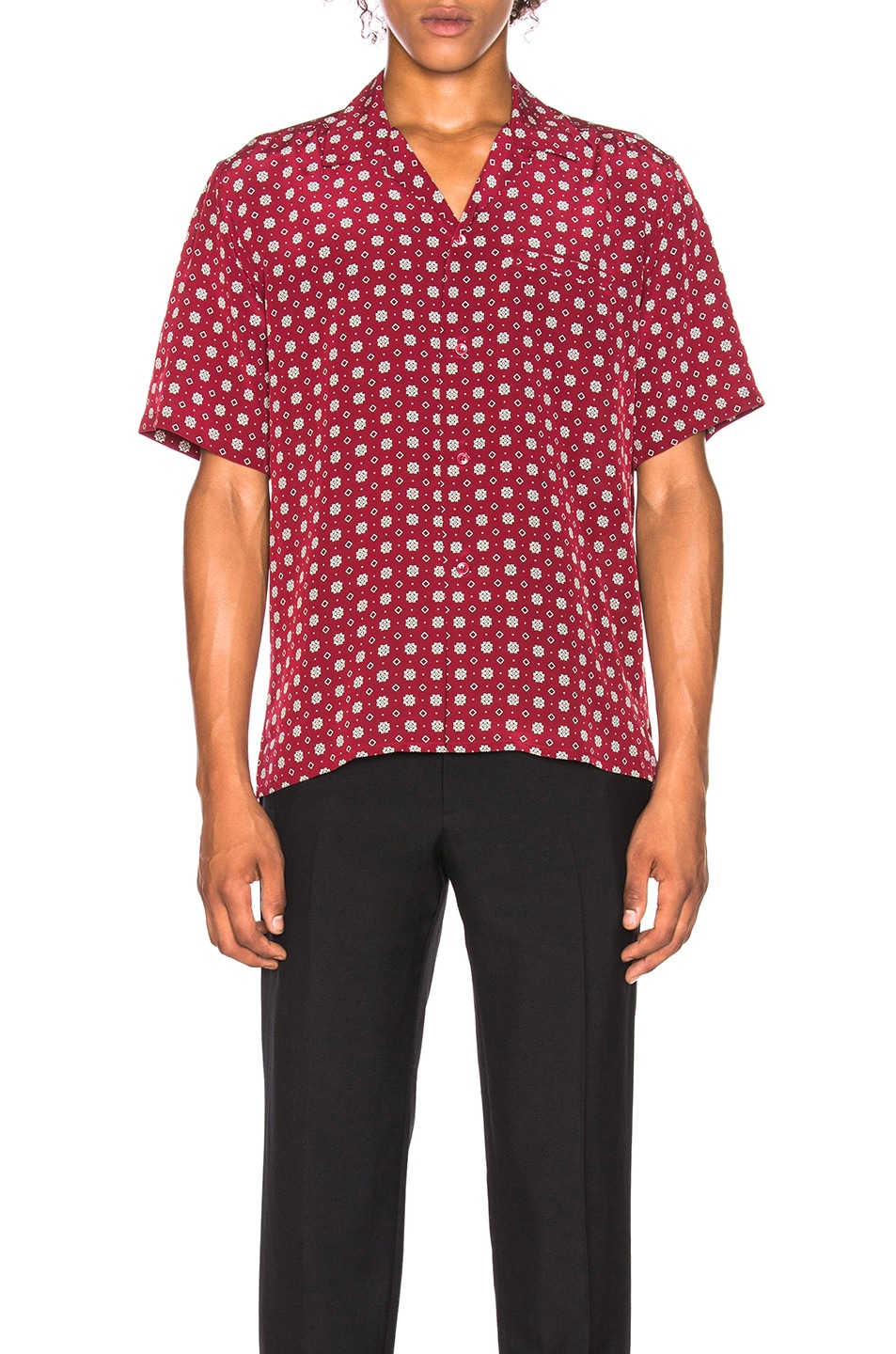 Image 1 of Saint Laurent Short Sleeve Shirt in Chalk Red