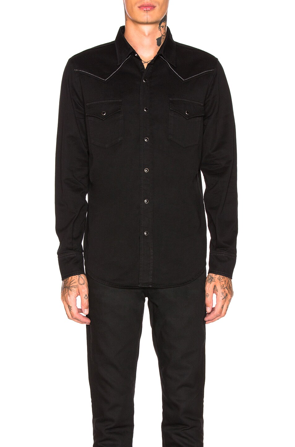Image 1 of Saint Laurent Classic Western Shirt in Black Rinse