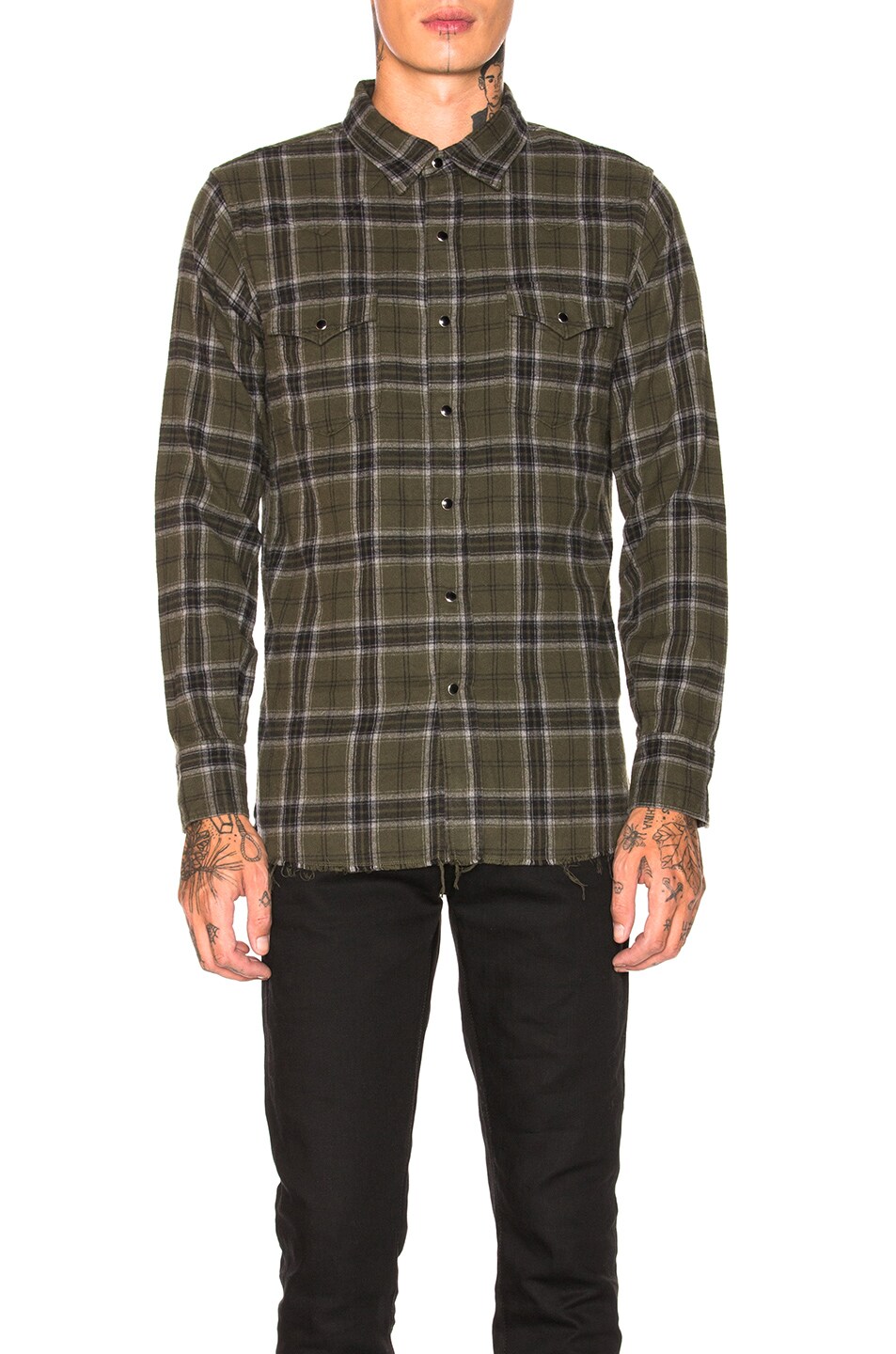 Image 1 of Saint Laurent Classic Western Shirt in Enzyme Washed Khaki