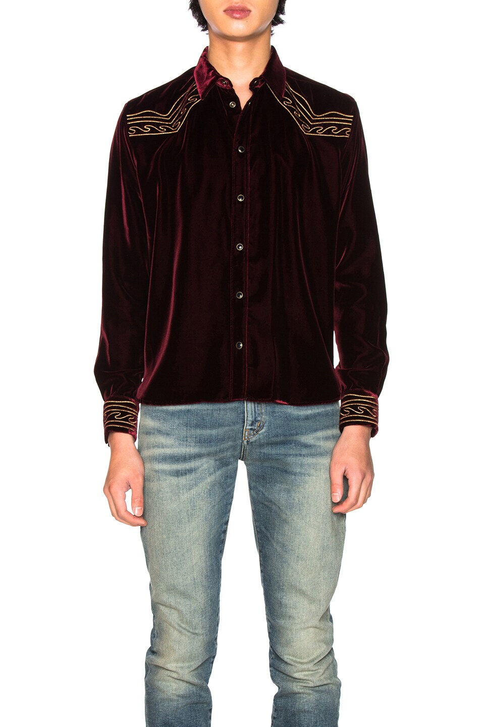 Image 1 of Saint Laurent Western Shirt in Red & Gold