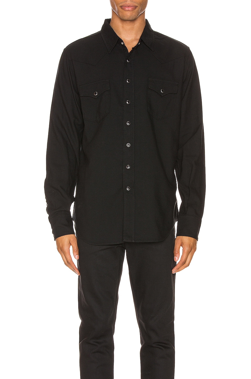 Image 1 of Saint Laurent Classic Western Twill Shirt in Black Rinse