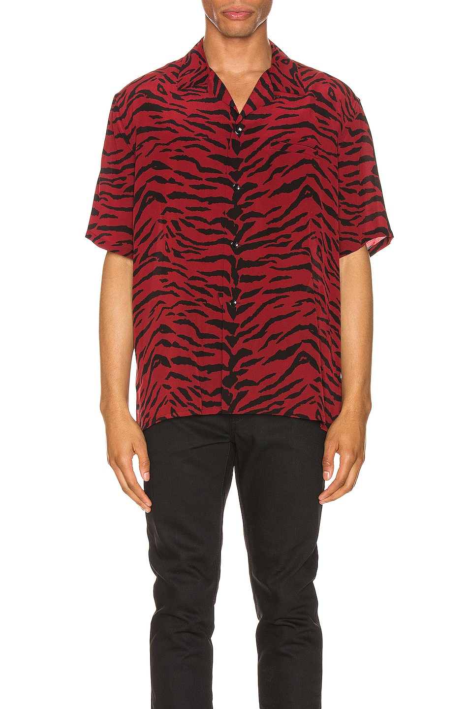 Image 1 of Saint Laurent Zebra Stripe Shirt in Red & Black