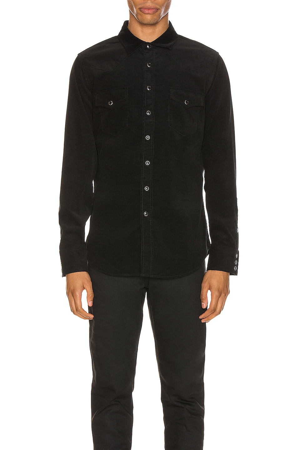 Image 1 of Saint Laurent Classic Western Corduroy Shirt in Black Rinse