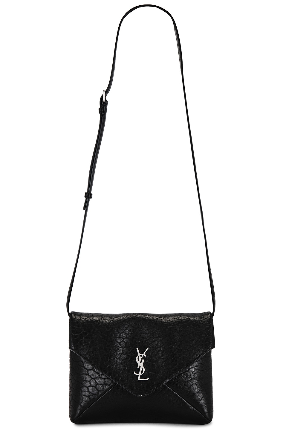 Shop Saint Laurent Envelope Pouch On Strap In Nero