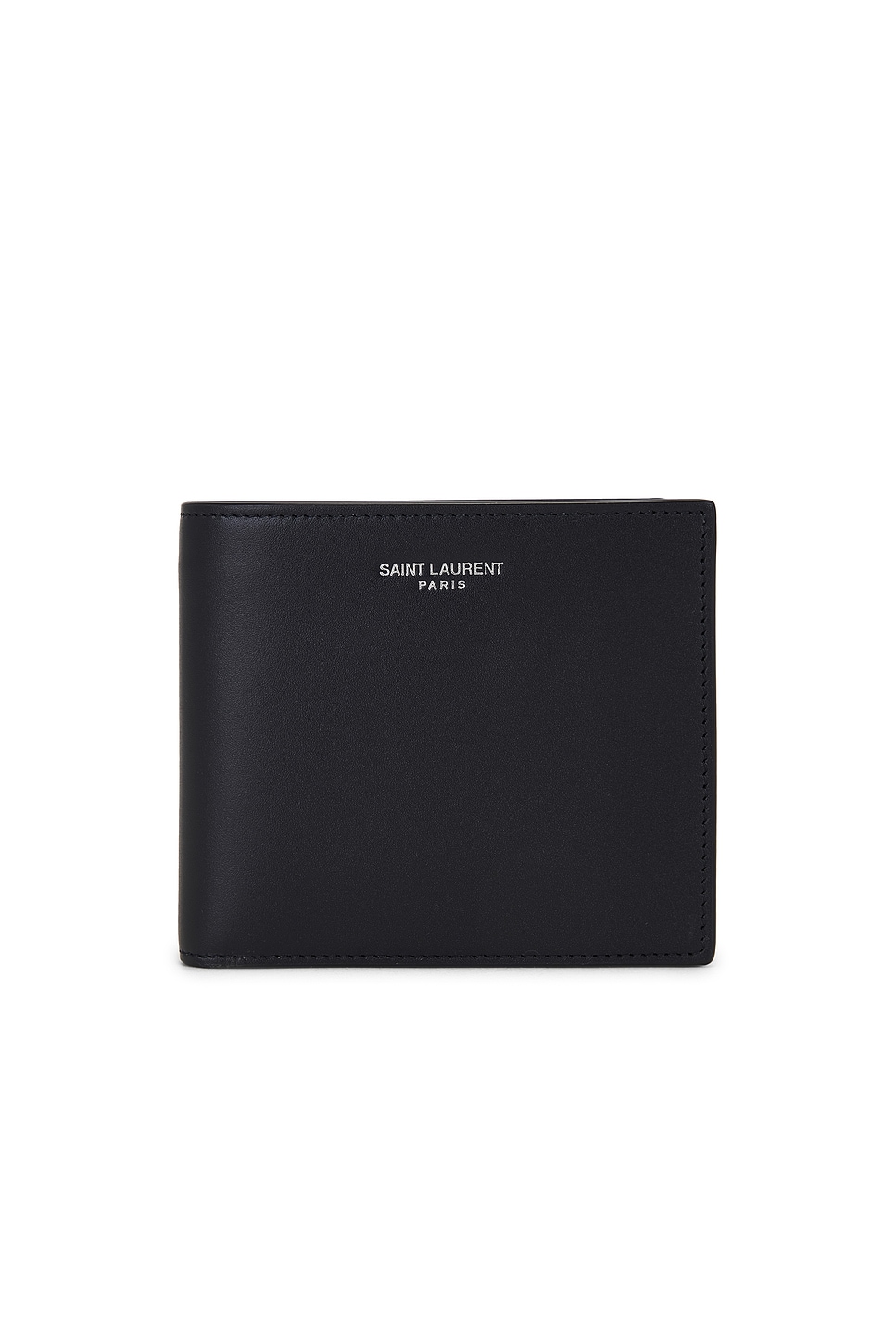 Saint Laurent Logo Signature Bi-fold Leather Wallet In Blue