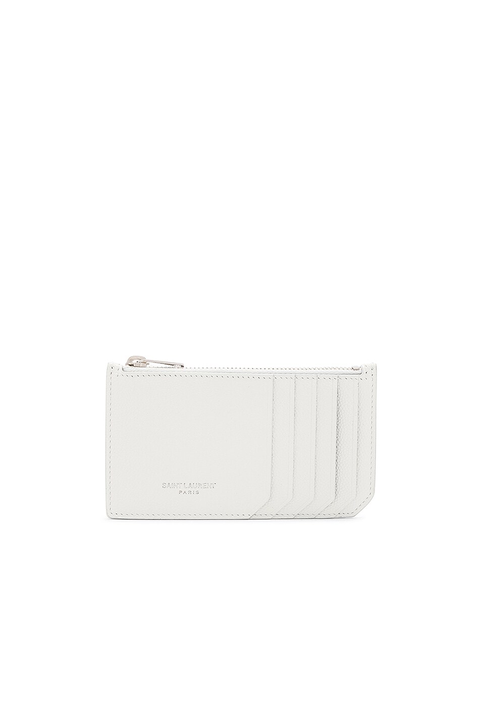 Image 1 of Saint Laurent Zipped Fragments Credit Card Case in Optic White