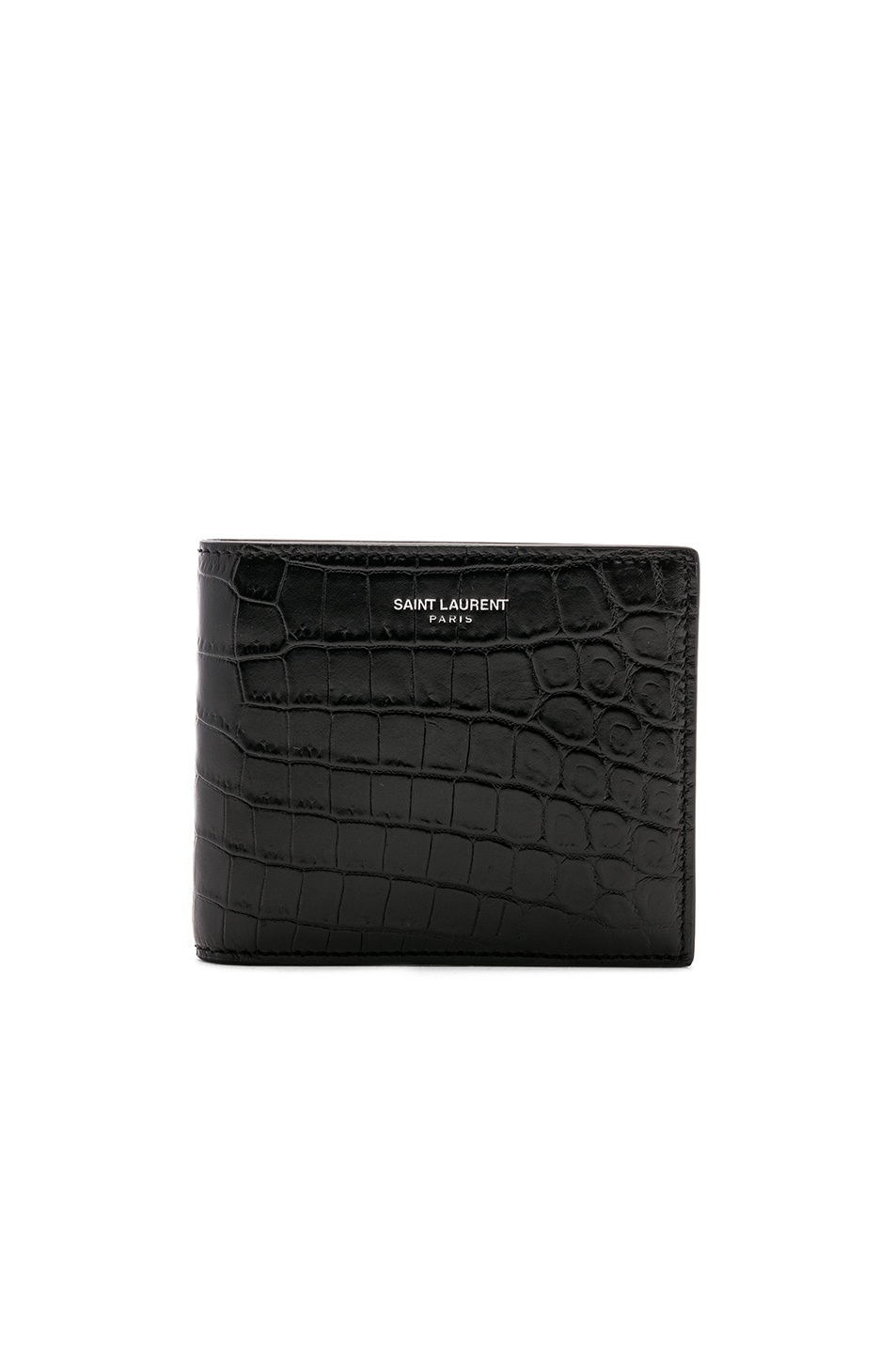 Matte Croc Billfold Wallet in Black