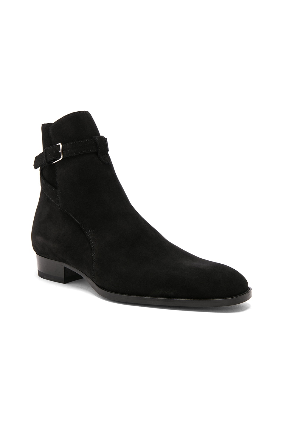 Image 1 of Saint Laurent Wyatt Suede Jodhpur Boots in Black