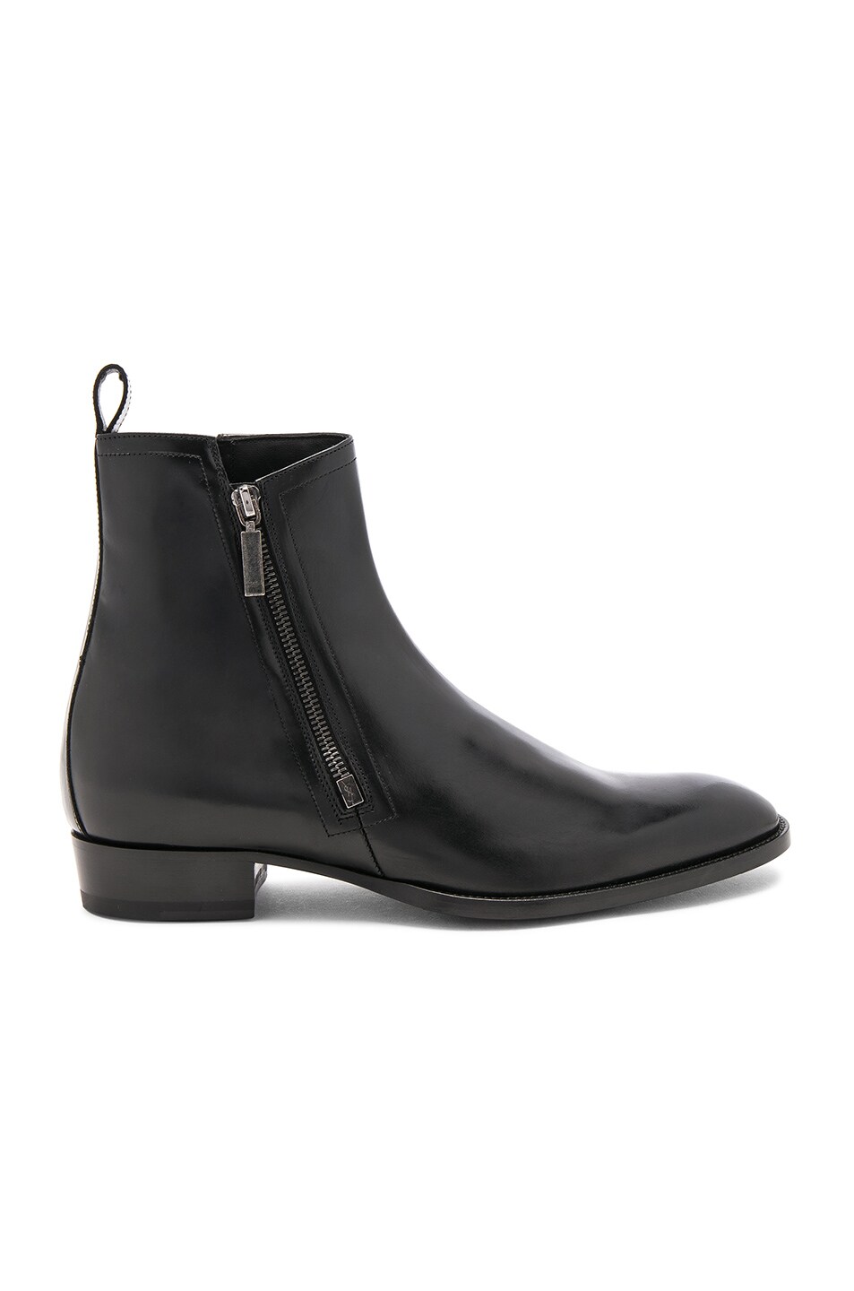 SAINT LAURENT Wyatt 30 Side-Zip Leather Ankle Boot, Black | ModeSens