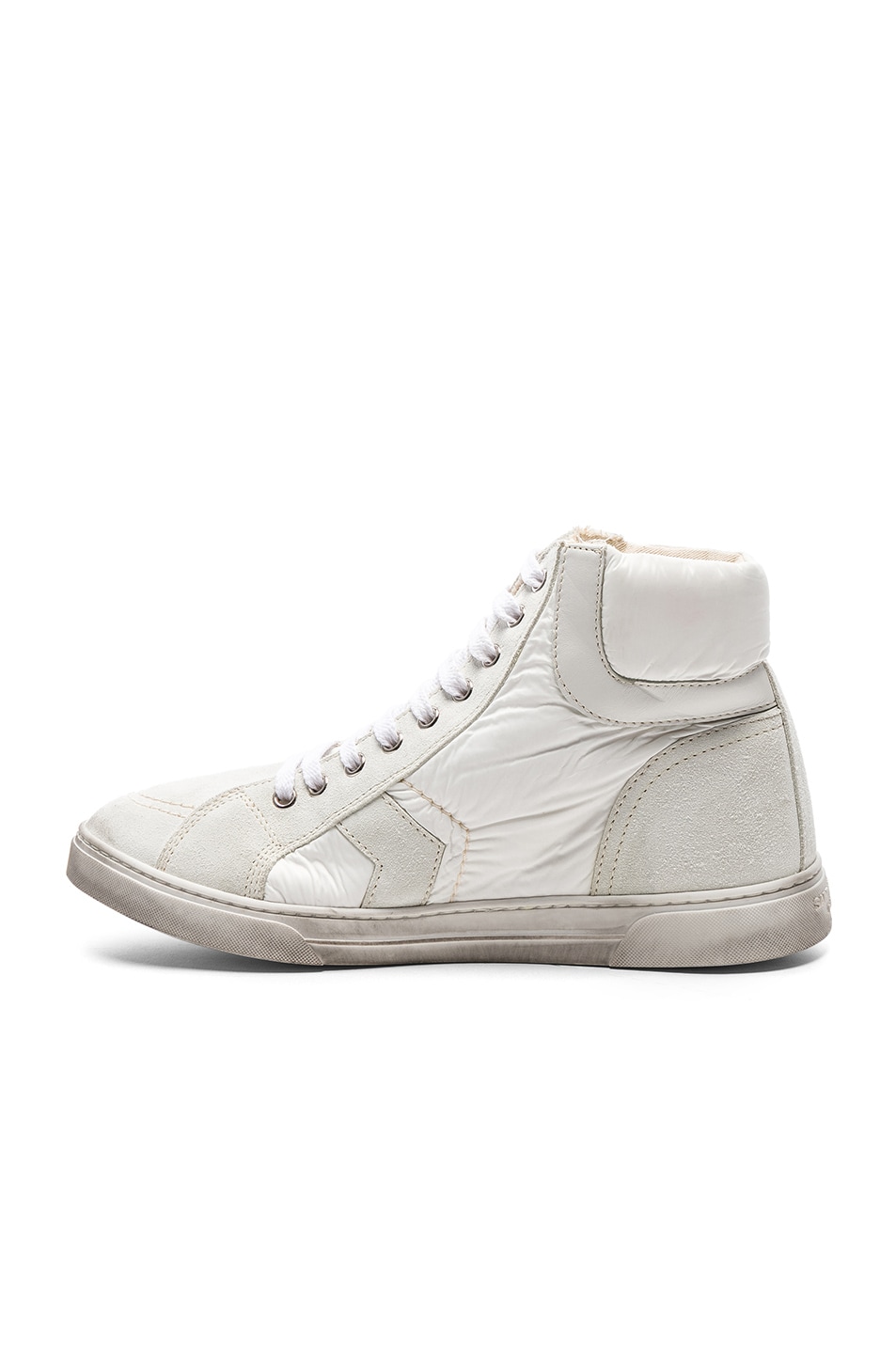 SAINT LAURENT SAINT LAURENT SMOKING FOREVER HIGH TOP SNEAKERS IN WHITE