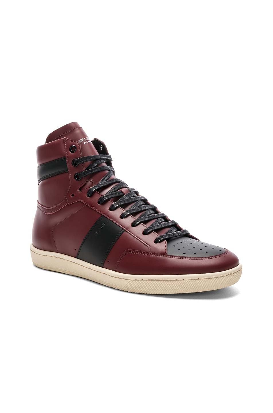 Image 1 of Saint Laurent Signature Court Classic SL/10H Leather High Top Sneakers in Black & Red