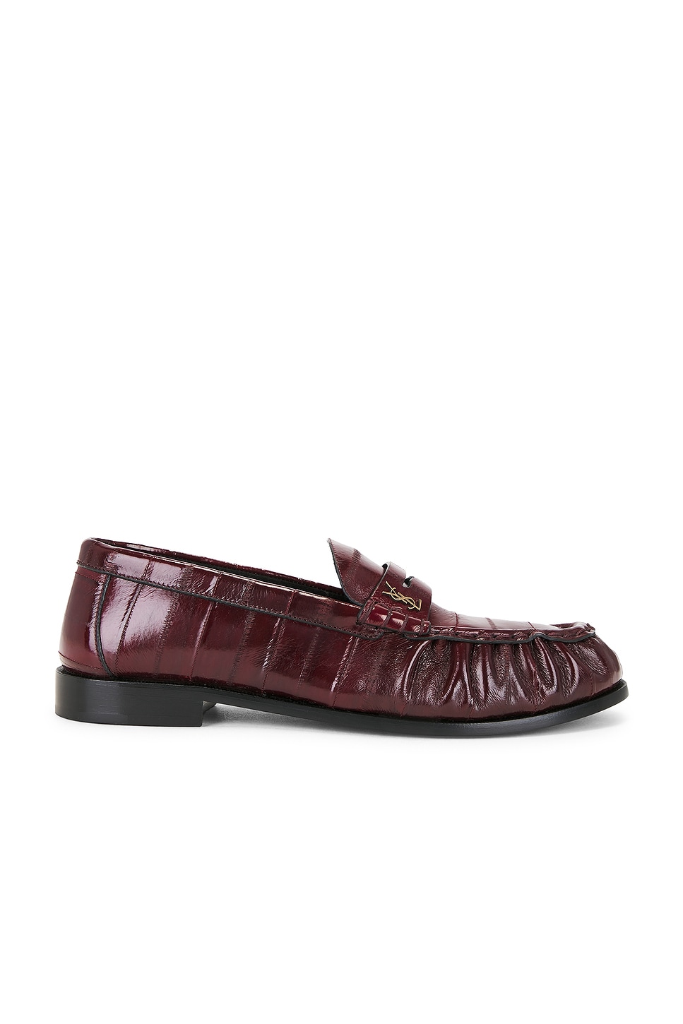 Saint Laurent Crocodile-effect Loafers In Brown