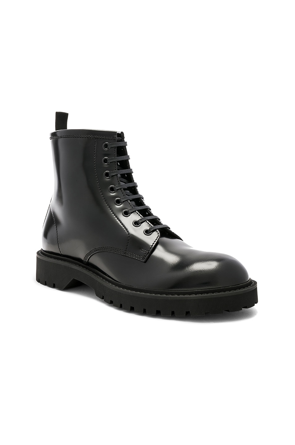 Image 1 of Saint Laurent Leather William 25 Lace-Up Wingtip Boots in Black
