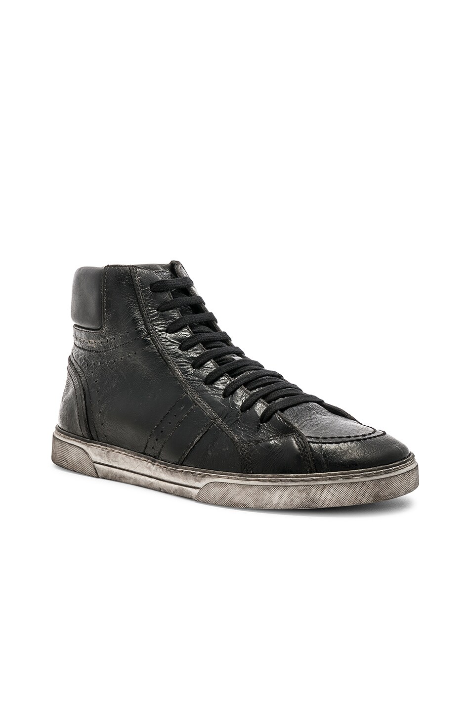 Image 1 of Saint Laurent Leather High-Top Sneakers in Black