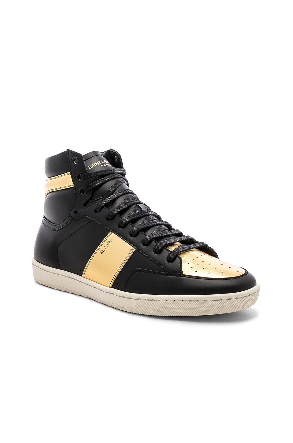 Image 1 of Saint Laurent SL/10H High Top Sneaker in Black & Gold