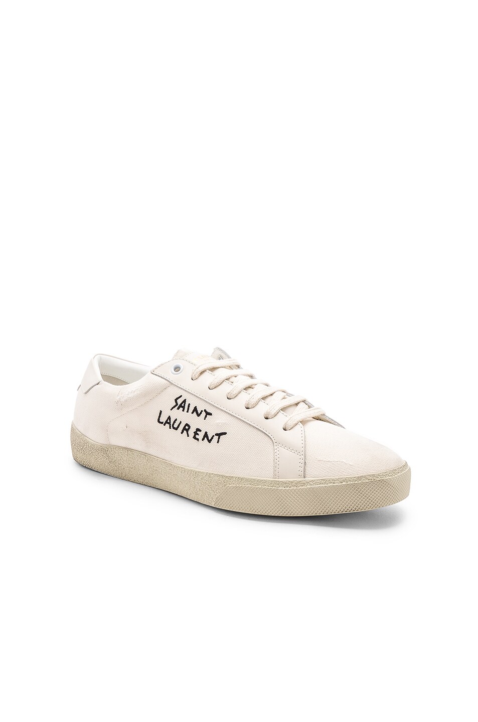 Image 1 of Saint Laurent SL/06 Low Top Script Sneakers in Cream