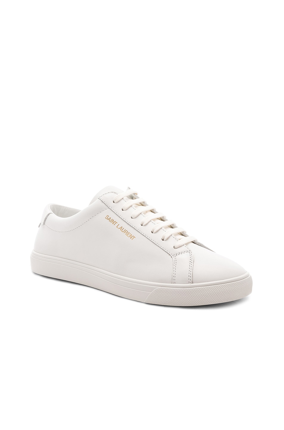 Image 1 of Saint Laurent Leather Andy Low-Top Sneakers in Optic White