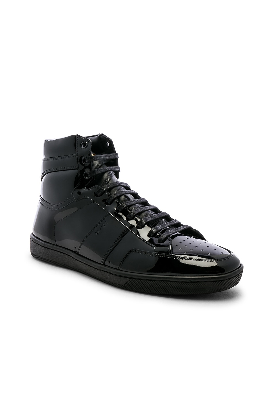 Image 1 of Saint Laurent Signature Court Classic SL/10H Leather Hi-Top Sneaker in Black & Black