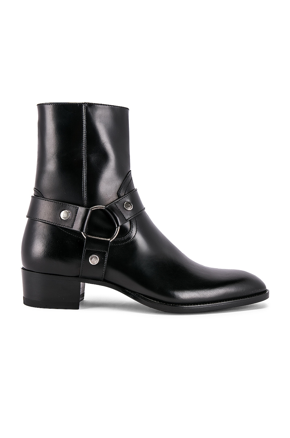 Saint Laurent Wyatt Leather Harness Boots in Black | FWRD