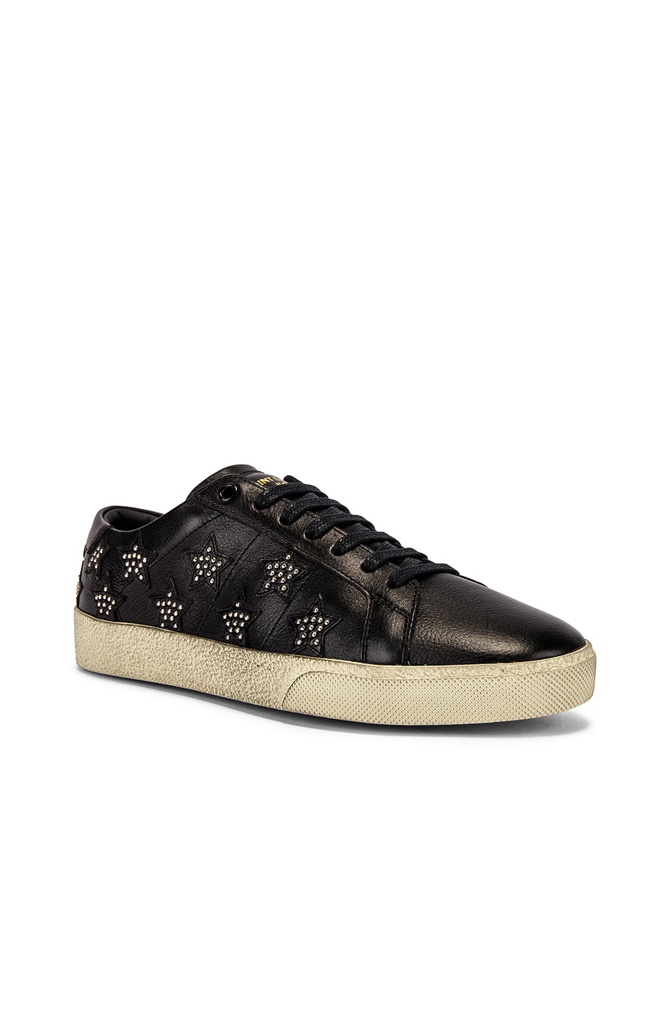 Image 1 of Saint Laurent Court Classic Studded California Sneakers in Black & Silver
