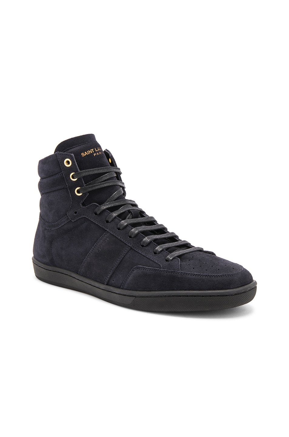 Image 1 of Saint Laurent Signature Court Classic SL/10H Suede High Top Sneakers in Navy