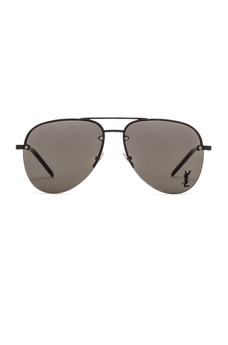Image 1 of Saint Laurent Classic 11M Aviator Sunglasses in Semi matte Black & Grey